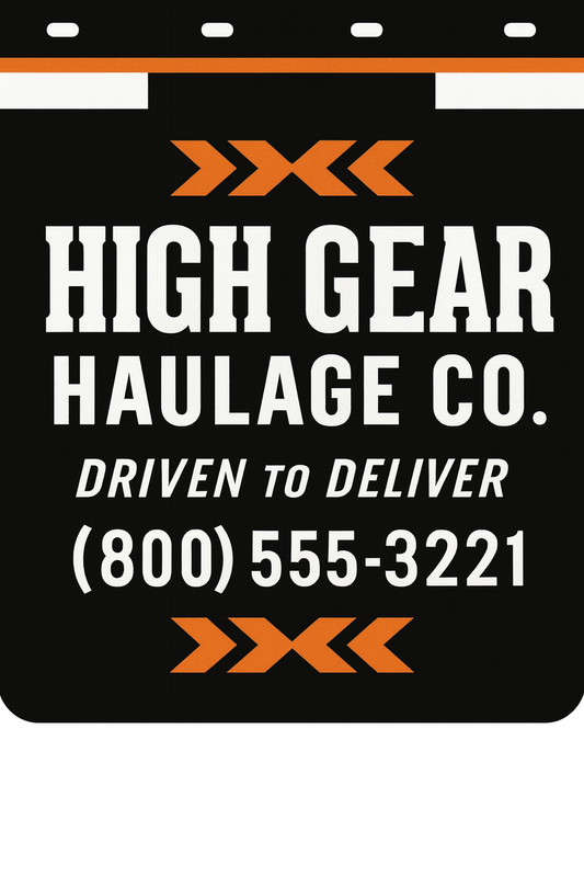Custom Two-Color Semi-Truck, Work Truck, Box Truck Mud Flaps | Create Your Own Mud Flaps | Add Your Own Logo Or Text | Custom Mud Flap Template Designs | Mud Flaps For Compliance & Business Growth