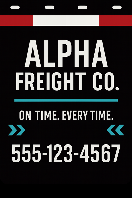 Custom Two-Color Semi-Truck, Work Truck, Box Truck Mud Flaps | Create Your Own Mud Flaps | Add Your Own Logo Or Text | Custom Mud Flap Template Designs | Mud Flaps For Compliance & Business Growth