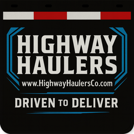 Custom Two-Color Semi-Truck, Work Truck, Box Truck Mud Flaps | Create Your Own Mud Flaps | Add Your Own Logo Or Text | Custom Mud Flap Template Designs | Mud Flaps For Compliance & Business Growth