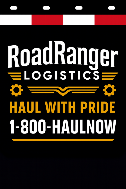 Custom Two-Color Semi-Truck, Work Truck, Box Truck Mud Flaps | Create Your Own Mud Flaps | Add Your Own Logo Or Text | Custom Mud Flap Template Designs | Mud Flaps For Compliance & Business Growth
