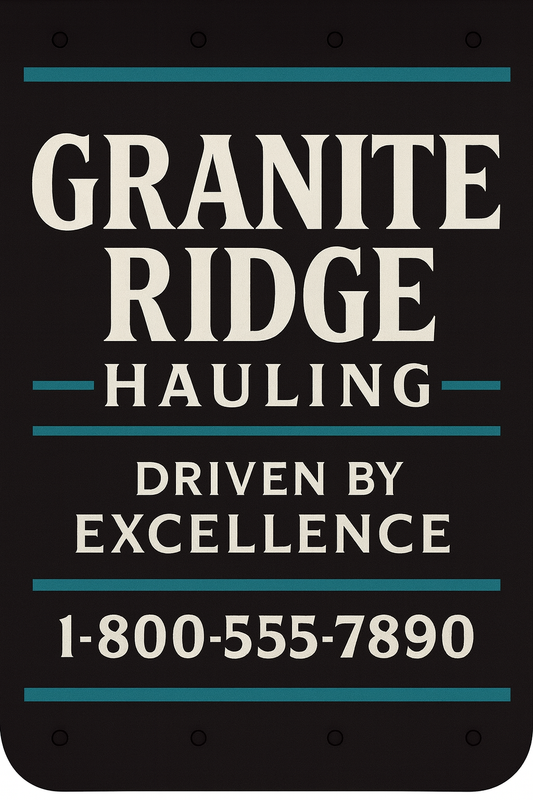 Custom Two-Color Semi-Truck, Work Truck, Box Truck Mud Flaps | Create Your Own Mud Flaps | Add Your Own Logo Or Text | Custom Mud Flap Template Designs | Mud Flaps For Compliance & Business Growth