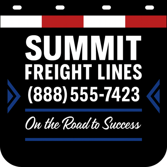 Custom Two-Color Semi-Truck, Work Truck, Box Truck Mud Flaps | Create Your Own Mud Flaps | Add Your Own Logo Or Text | Custom Mud Flap Template Designs | Mud Flaps For Compliance & Business Growth