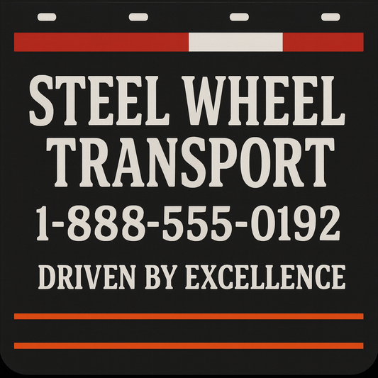 Custom Two-Color Semi-Truck, Work Truck, Box Truck Mud Flaps | Create Your Own Mud Flaps | Add Your Own Logo Or Text | Custom Mud Flap Template Designs | Mud Flaps For Compliance & Business Growth