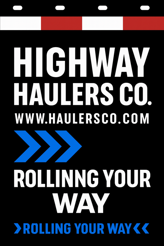 Custom Two-Color Semi-Truck, Work Truck, Box Truck Mud Flaps | Create Your Own Mud Flaps | Add Your Own Logo Or Text | Custom Mud Flap Template Designs | Mud Flaps For Compliance & Business Growth