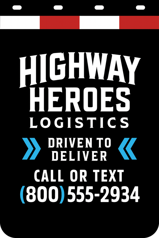 Custom Two-Color Semi-Truck, Work Truck, Box Truck Mud Flaps | Create Your Own Mud Flaps | Add Your Own Logo Or Text | Custom Mud Flap Template Designs | Mud Flaps For Compliance & Business Growth