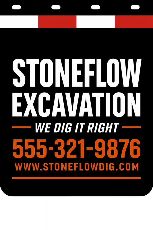 Custom Two-Color Semi-Truck, Work Truck, Box Truck Mud Flaps | Create Your Own Mud Flaps | Add Your Own Logo Or Text | Custom Mud Flap Template Designs | Mud Flaps For Compliance & Business Growth