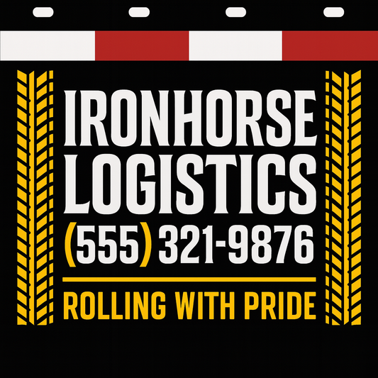 Custom Two-Color Semi-Truck, Work Truck, Box Truck Mud Flaps | Create Your Own Mud Flaps | Add Your Own Logo Or Text | Custom Mud Flap Template Designs | Mud Flaps For Compliance & Business Growth