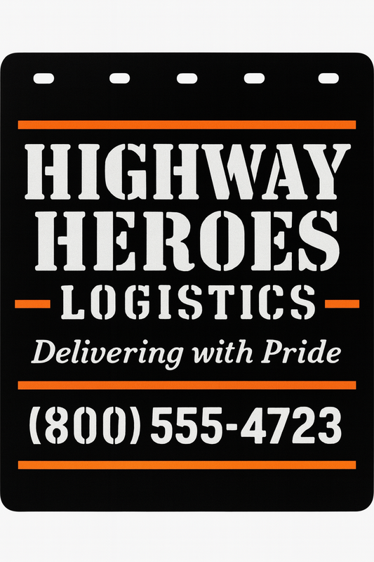 Custom Two-Color Semi-Truck, Work Truck, Box Truck Mud Flaps | Create Your Own Mud Flaps | Add Your Own Logo Or Text | Custom Mud Flap Template Designs | Mud Flaps For Compliance & Business Growth