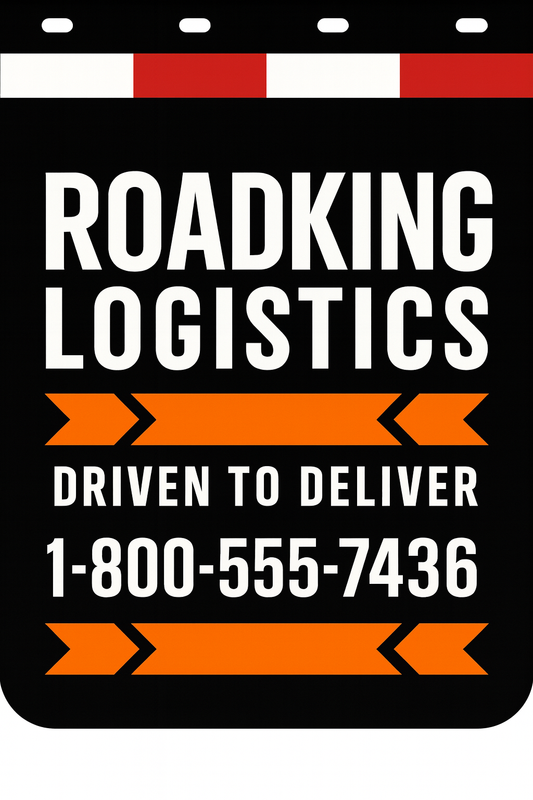Custom Two-Color Semi-Truck, Work Truck, Box Truck Mud Flaps | Create Your Own Mud Flaps | Add Your Own Logo Or Text | Custom Mud Flap Template Designs | Mud Flaps For Compliance & Business Growth