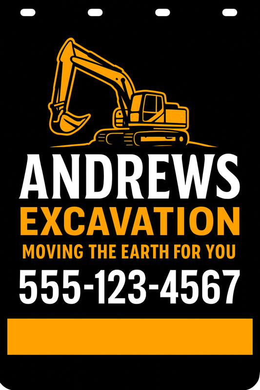 Custom Two-Color Semi-Truck, Work Truck, Box Truck Mud Flaps | Create Your Own Mud Flaps | Add Your Own Logo Or Text | Custom Mud Flap Template Designs | Mud Flaps For Compliance & Business Growth