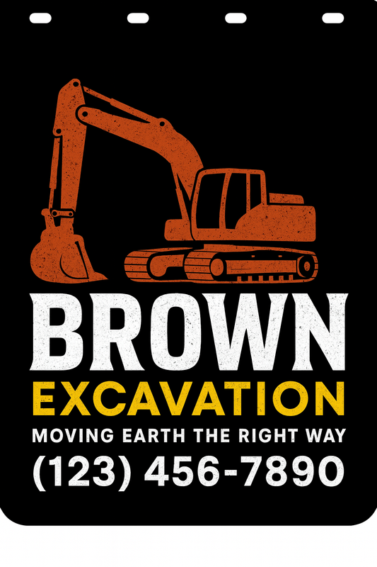 Custom Two-Color Semi-Truck, Work Truck, Box Truck Mud Flaps | Create Your Own Mud Flaps | Add Your Own Logo Or Text | Custom Mud Flap Template Designs | Mud Flaps For Compliance & Business Growth
