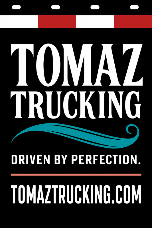 Custom Two-Color Semi-Truck, Work Truck, Box Truck Mud Flaps | Create Your Own Mud Flaps | Add Your Own Logo Or Text | Custom Mud Flap Template Designs | Mud Flaps For Compliance & Business Growth