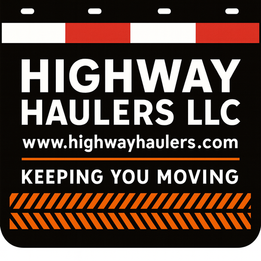Custom Two-Color Semi-Truck, Work Truck, Box Truck Mud Flaps | Create Your Own Mud Flaps | Add Your Own Logo Or Text | Custom Mud Flap Template Designs | Mud Flaps For Compliance & Business Growth