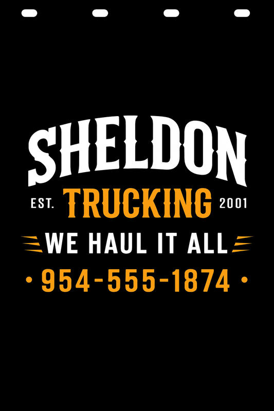 Custom Two-Color Semi-Truck, Work Truck, Box Truck Mud Flap | Create Your Own Mud Flaps | Add Your Own Logo Or Text | Custom Mud Flap Template Designs v278