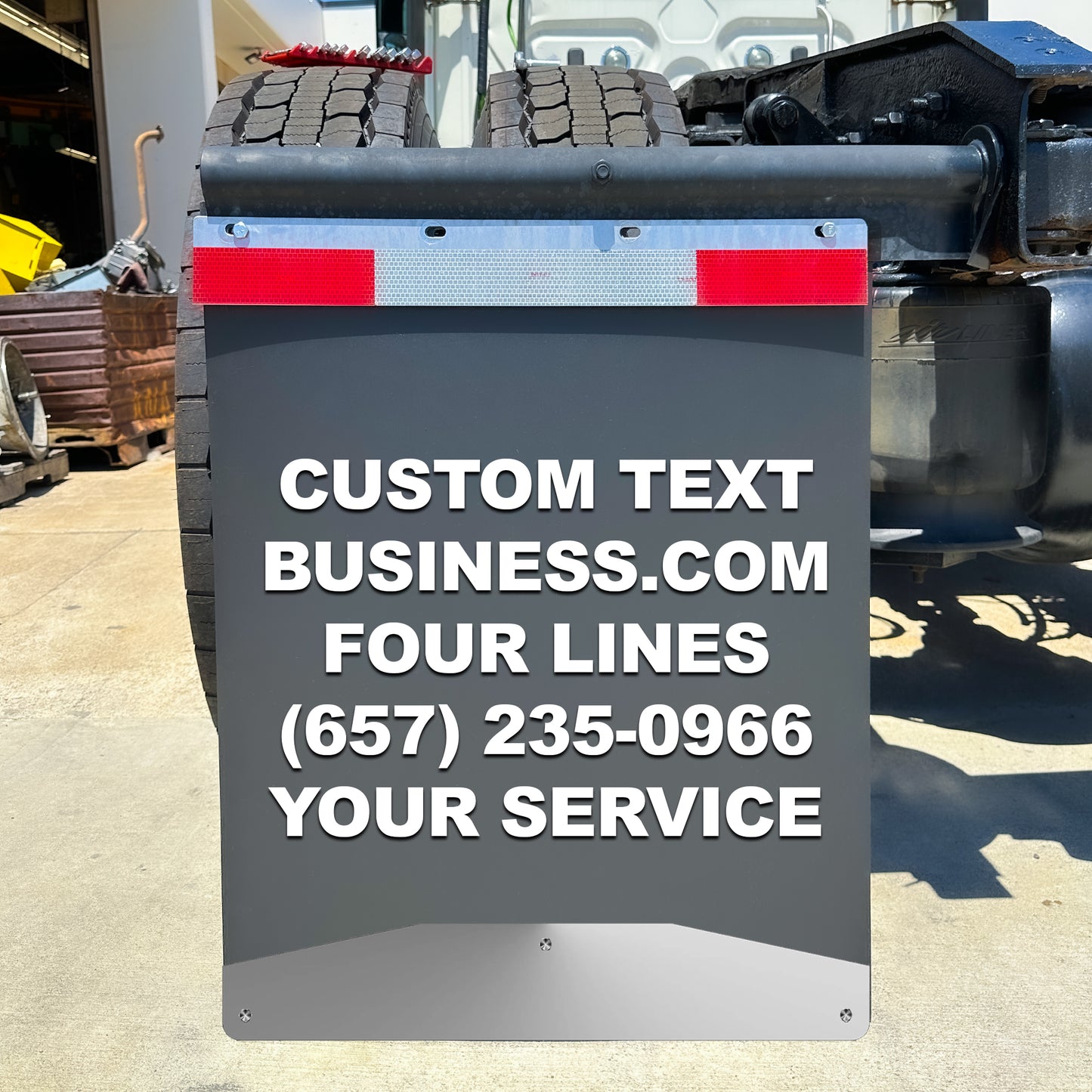 Custom Semi-Truck, Work Truck, Box Truck Mud Flap | Create Your Own Mud Flaps | Add Your Own Logo Or Text | 5 Lines of Text